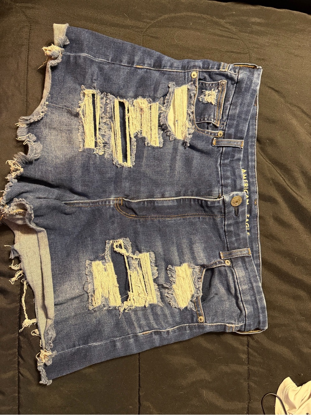American Eagle Outfitters Ripped Dark Blue Denim Cutoff Shorts